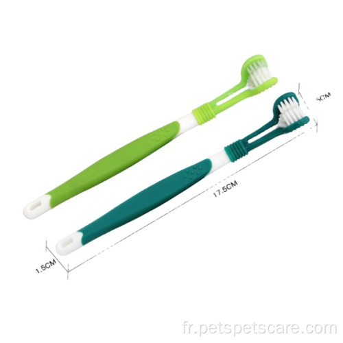 Brosse à dents de nettoyage de chiens de compagnie double face 3D